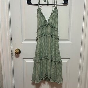 Green Plaid Ruffle Dress